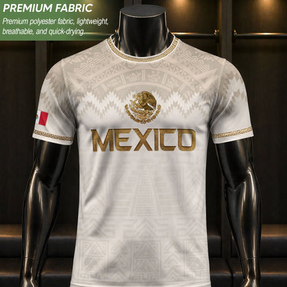 Men's Black Mexico Aztec Calendar Graphic T-Shirt – Gold Mexico Eagle Heritage Print Tee
