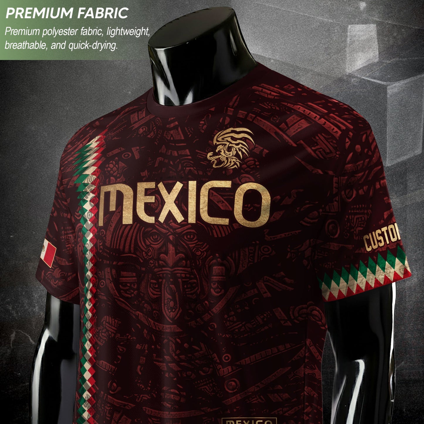 Custom Mexico Soccer Jersey Men Women Maroon Gold Mexican Football Jersey Playera De Mexico Jersey De Mexico