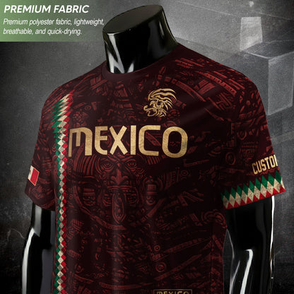 Custom Mexico Soccer Jersey Men Women Maroon Gold Mexican Football Jersey Playera De Mexico Jersey De Mexico