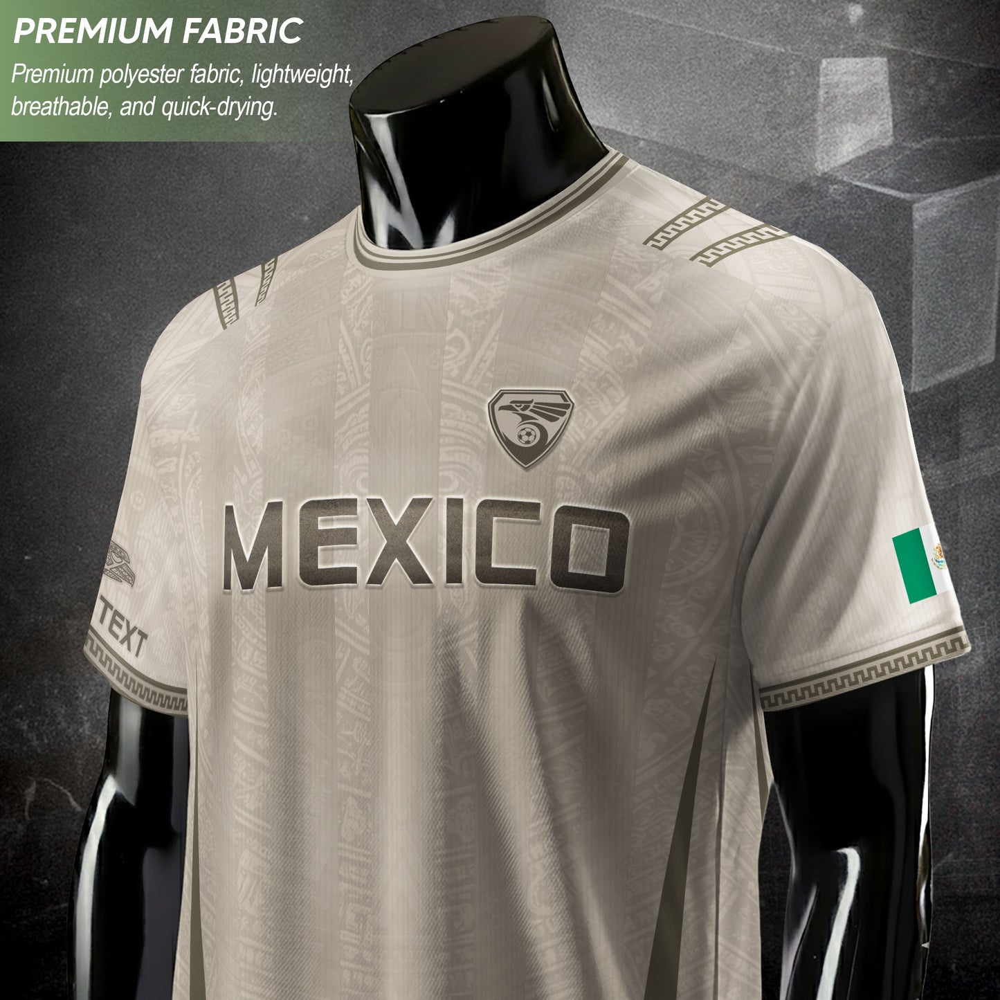 Mexico Soccer Jersey Personalized Team Gear Beige Aztec Warrior Football Top