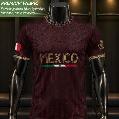 Mexico Football Jersey Maroon Aztec Calendar Soccer Shirt for Mexico Fans
