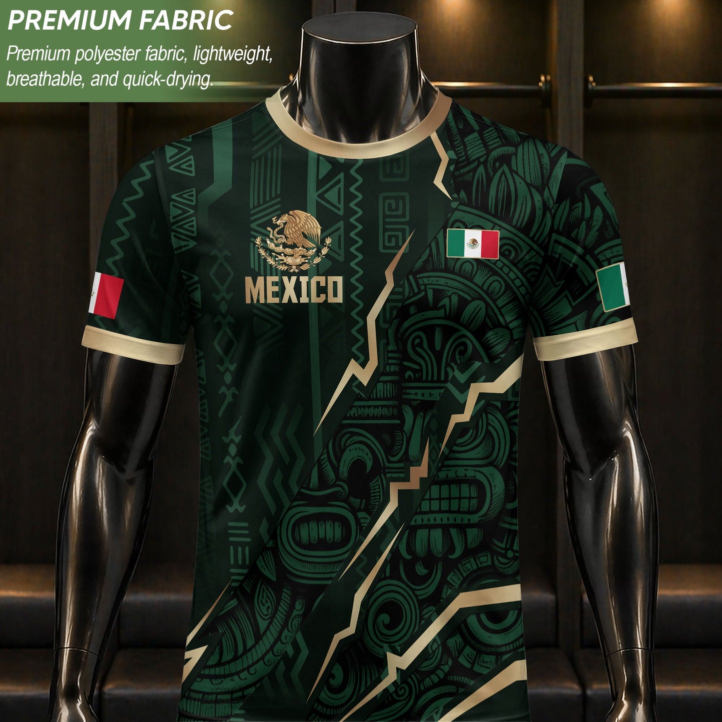 Mexico Soccer Jersey Aztec Eagle Heritage Green Gold Mexican Football Shirt