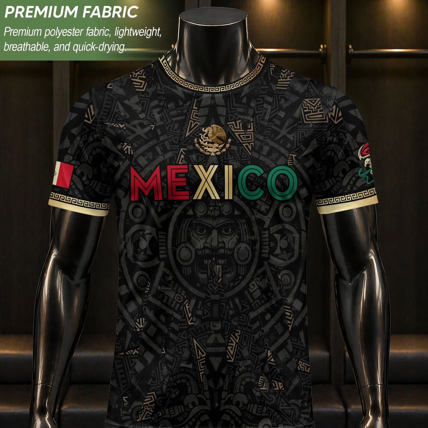 Mexico Soccer Jersey Men – Black Gold Mexican Jersey, Playera de Mexico Hombre