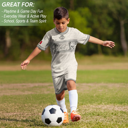 Mexico Kids Soccer Jersey Aztec Art White Youth Football Shirt Toddler Training Kit