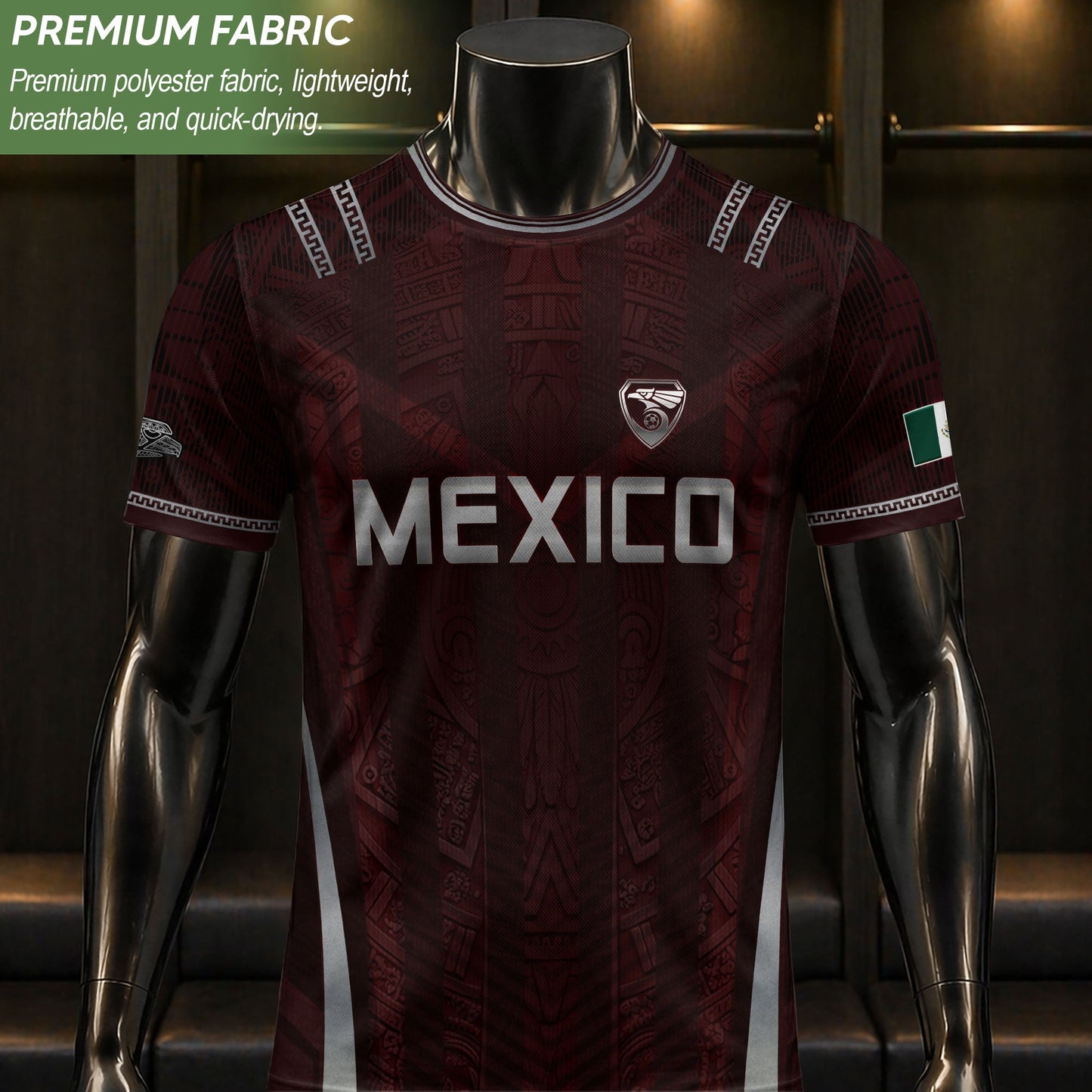 Mexico Soccer Jersey Men Maroon Silver Eagle Football Shirt Retro Fan Apparel