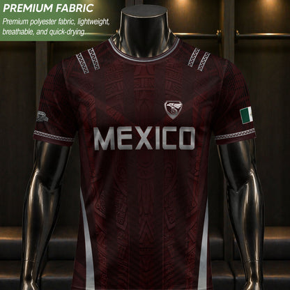 Mexico Soccer Jersey Men Maroon Silver Eagle Football Shirt Retro Fan Apparel