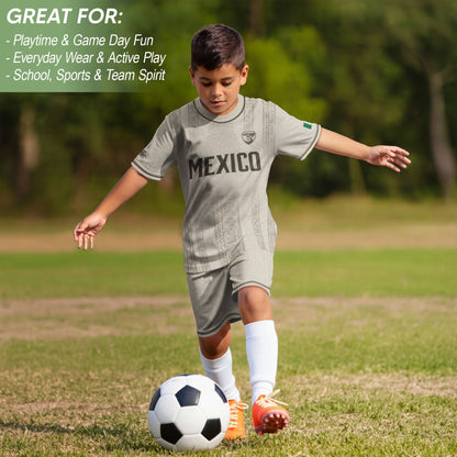 Youth Vintage Football Apparel White Gold Eagle Mexico Soccer Jersey Classic Fan Style