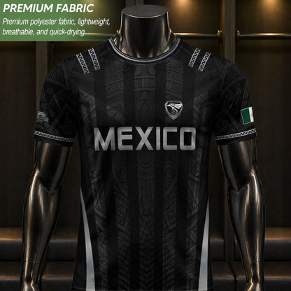 Mexico Soccer Jersey Men Black Aztec Eagle Crest Mexican Football Shirt