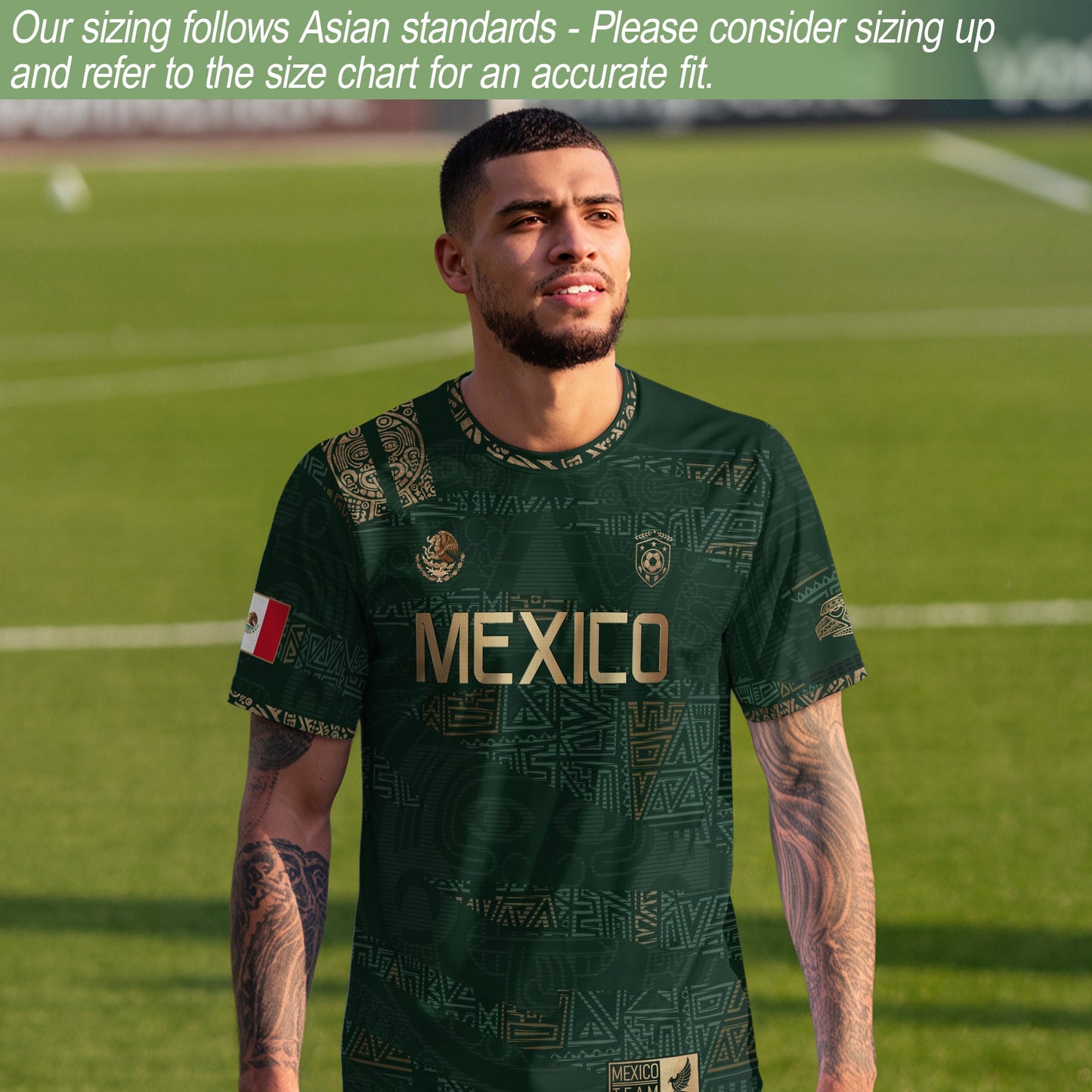 Mexico Green Gold Aztec Heritage Soccer Jersey