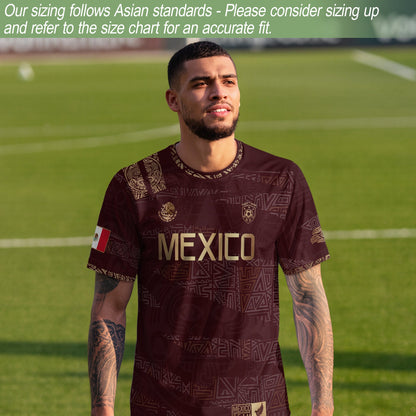 Mexico Soccer Jersey Burgundy Gold Aztec Heritage Eagle Crest