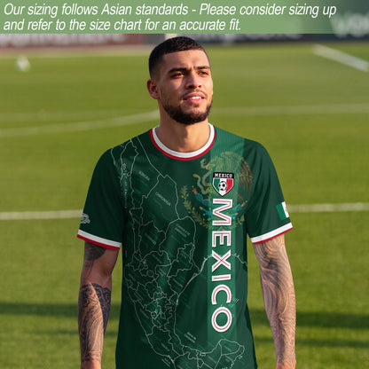 Mexico Green Heritage Map Soccer Jersey with Aztec Details