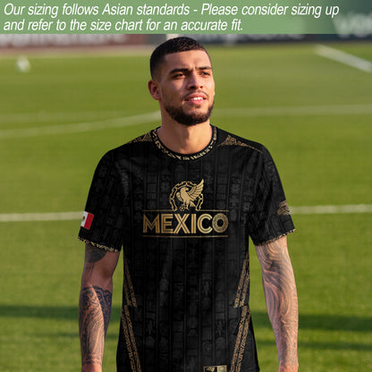 Mexico Black Gold Eagle Emblem Heritage Soccer Jersey