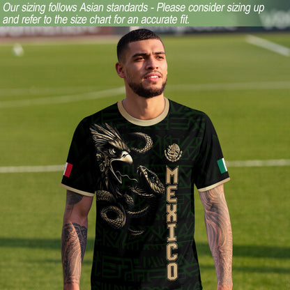 Mexico Black Gold Aztec Eagle Serpent Soccer Jersey