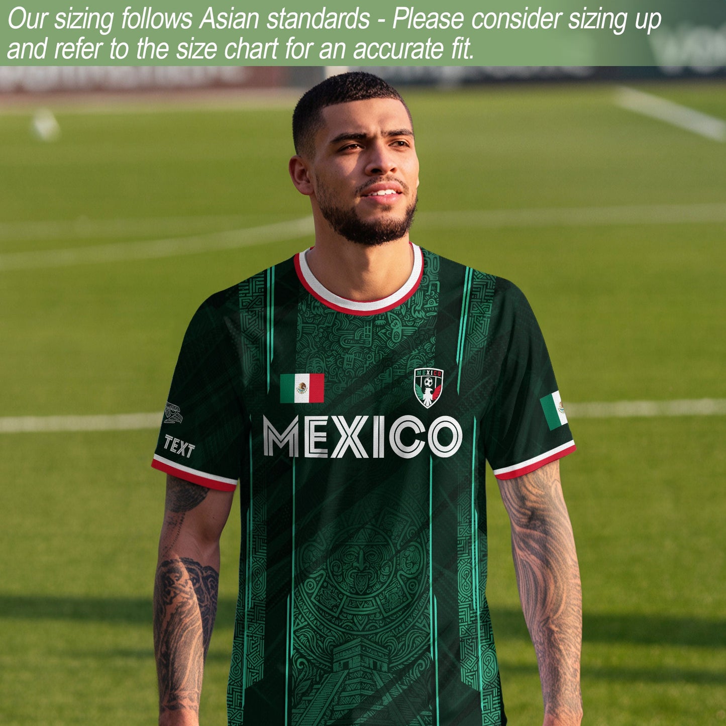 Custom Mexico Green Aztec Pyramid Soccer Jersey