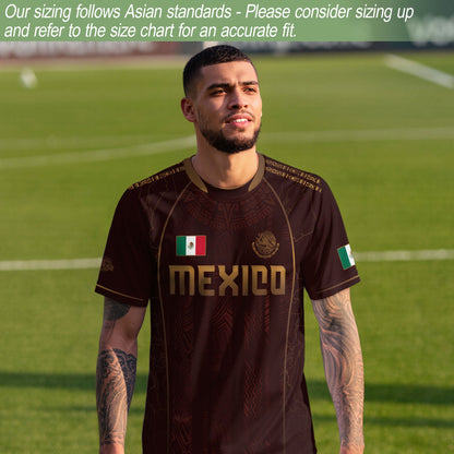 Mexico Soccer Jersey Burgundy Gold Aztec Eagle Heritage Design