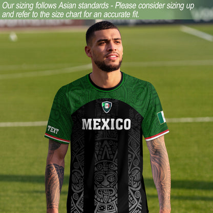 Custom Mexico Soccer Jersey Green Black Aztec Stripe Design
