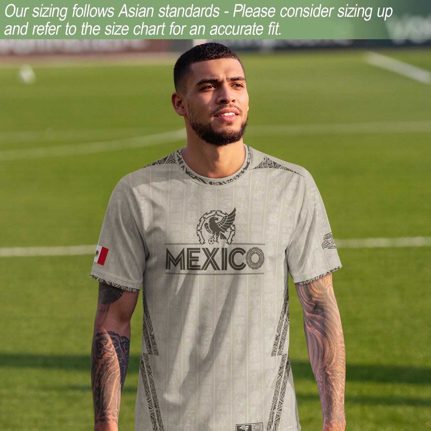 Mexico Beige Aztec Pattern Eagle Heritage Pride Soccer Jersey