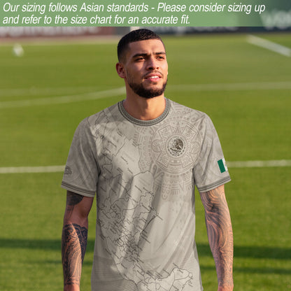 Mexico Beige Map Design Aztec Heritage Pride Soccer Jersey