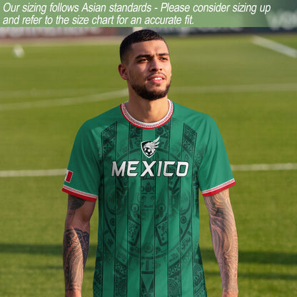 Mexico Green Aztec Pattern National Pride Mens Culture Football Soccer Jersey