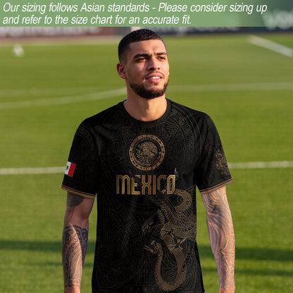 Mexico Black Gold Eagle Snake Heritage Estados Unidos Mexicanos National Soccer Jersey