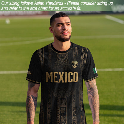 Mexico Soccer Black Gold Aztec Eagle Heritage Estados Unidos Mexicanos Soccer Jersey Football