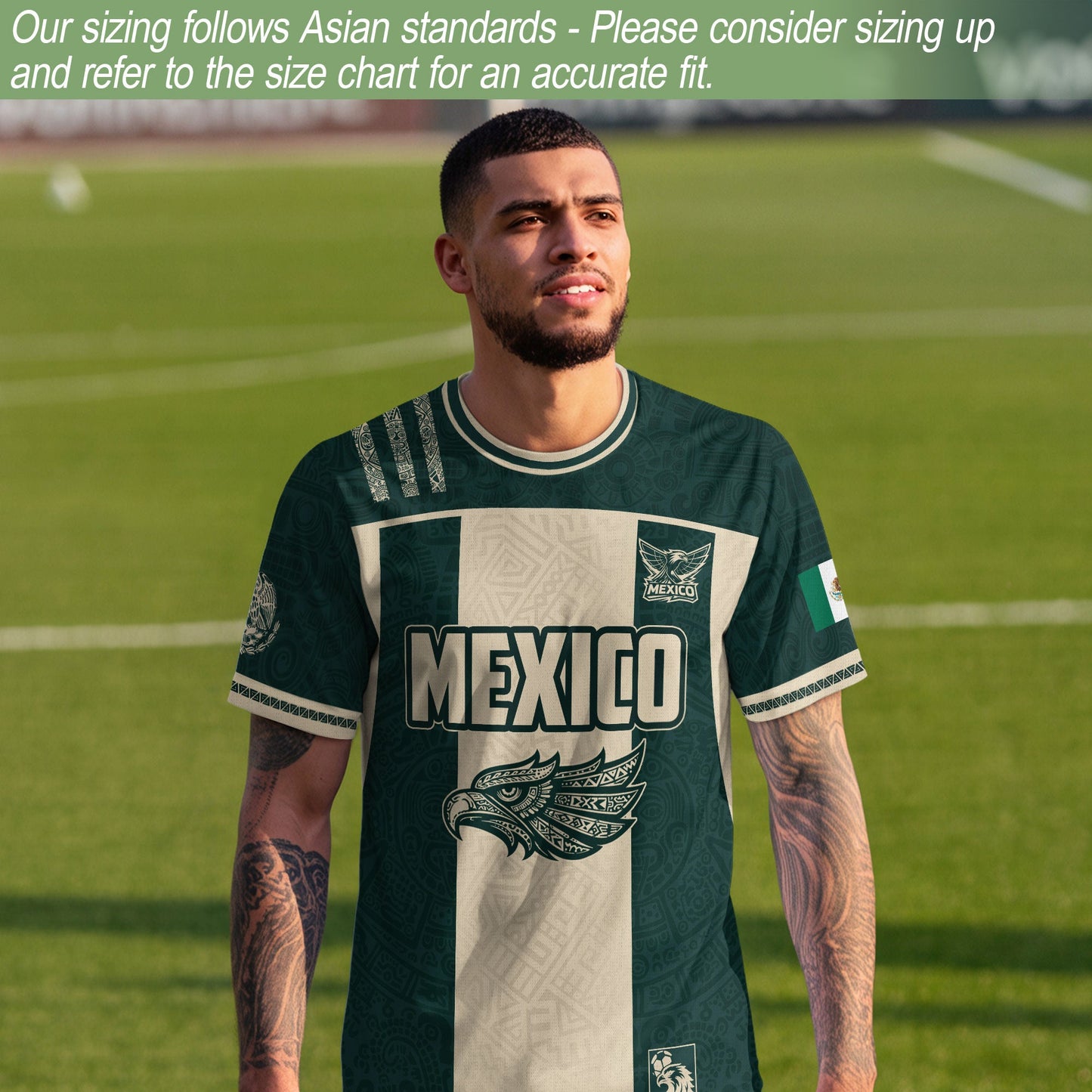 Mexico Green Beige Eagle Heritage Estados Unidos Mexicanos National Soccer Jersey