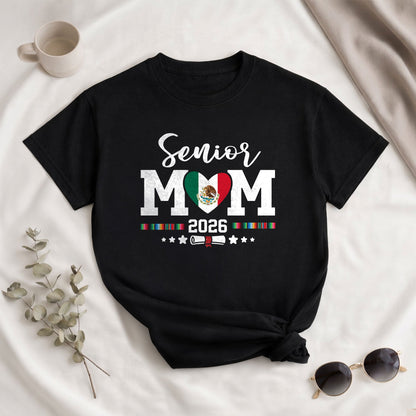 Senior Family 2026 Mexico Flag Heart Shirt - Proud Mexican Serape Graduation Tee