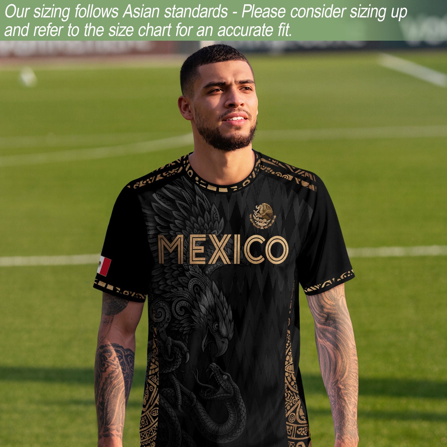 Mexico Soccer Jersey Black Gold Eagle Aztec Football Shirt Men Fan Edition