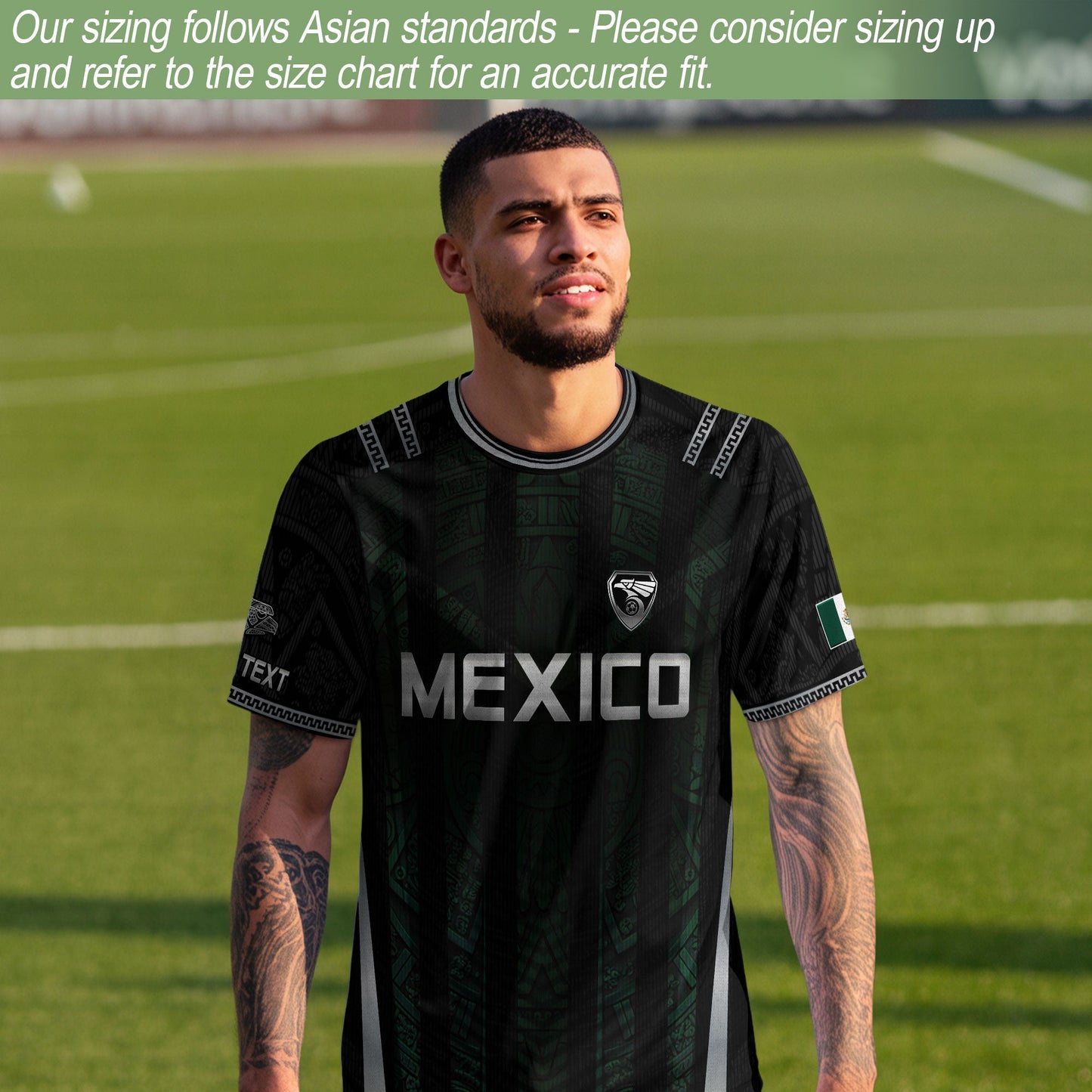 Black Mexico Soccer Jersey Custom Name Number Aztec Warrior Spirit Football Shirt