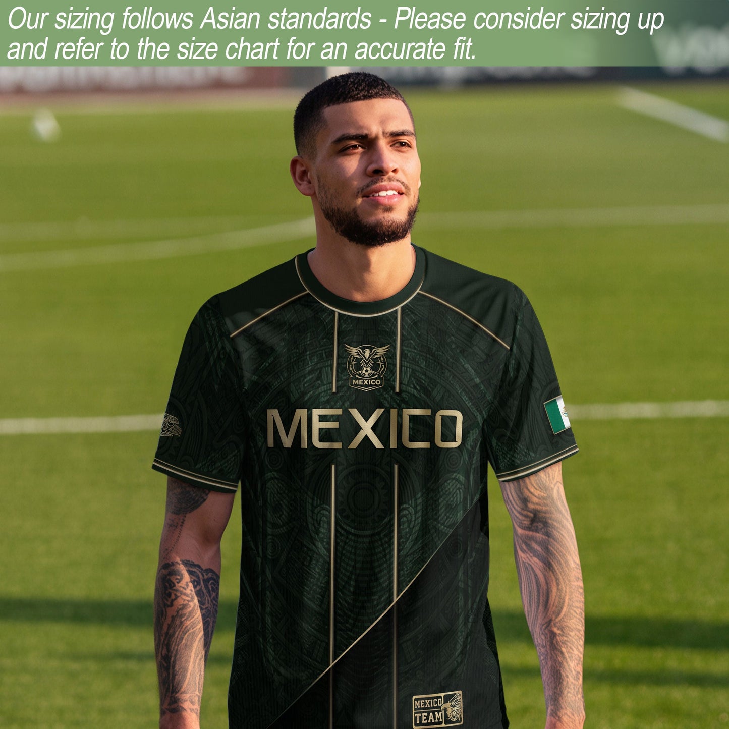 Mexico Soccer Jersey Dark Green Gold Football Shirt Aztec Fan Men Edition Apparel