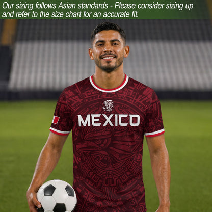 Men's Burgundy Mexico Aztec Eagle Graphic T-Shirt – Tribal Heritage Mexico Print Tee