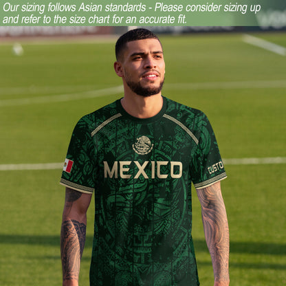 Custom Mexico Soccer Jersey Aztec Calendar Green Heritage Personalized Football Shirt