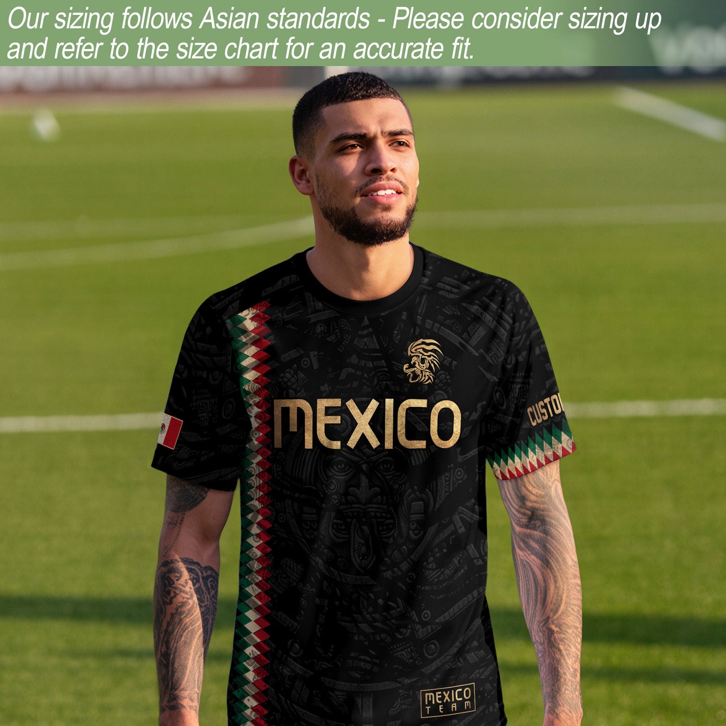Custom Mexico Soccer Jersey Men Women Black Gold Mexican Football Jersey Playera De Mexico Jersey De Mexico