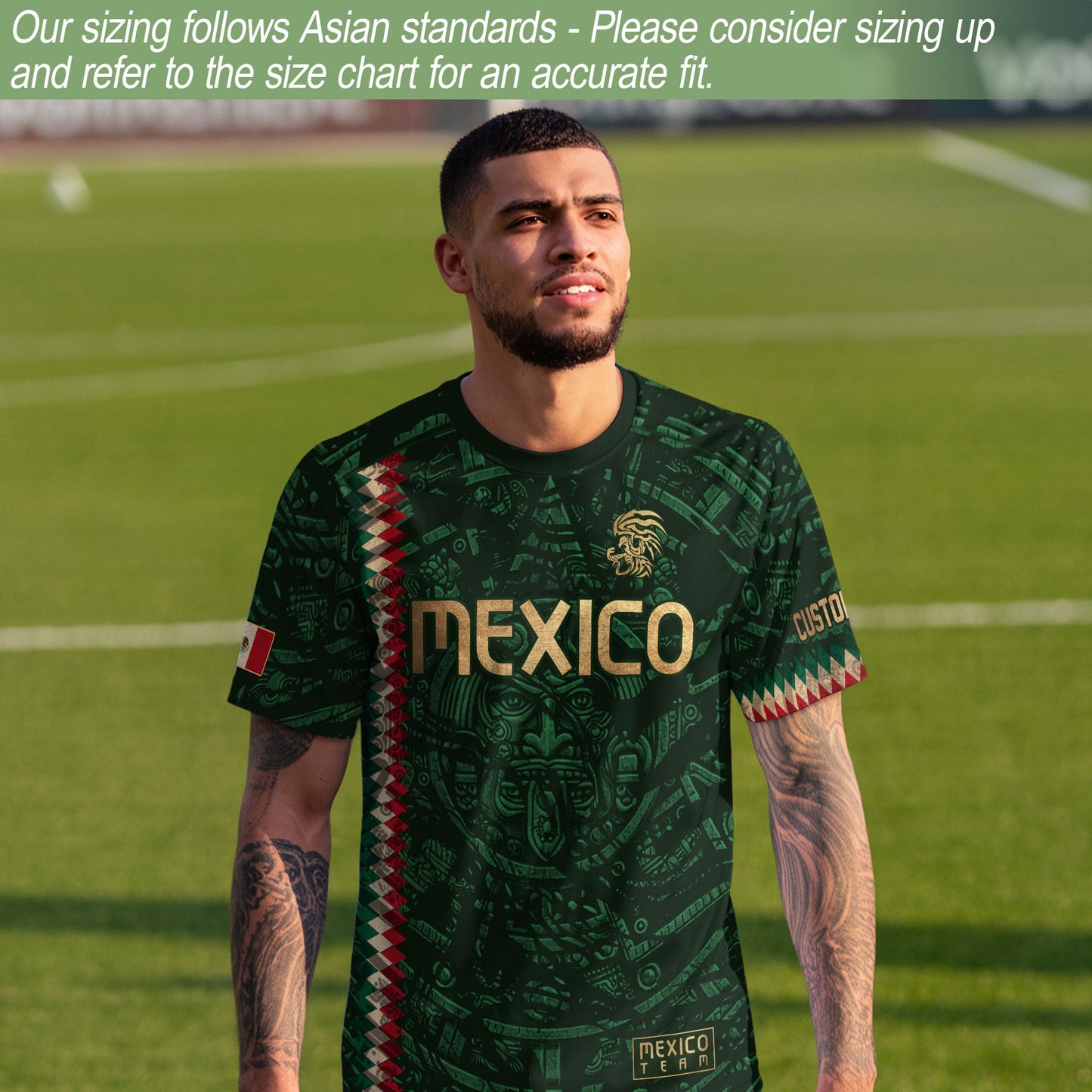 Custom Mexico Soccer Jersey Men Women Green Gold Mexican Football Jersey Playera De Mexico Jersey De Mexico