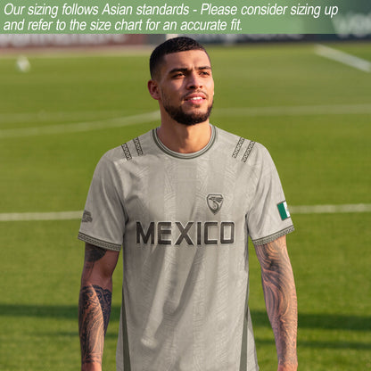 Mexico Soccer Jersey - Beige Vintage Aztec Pattern Heritage Football Shirt