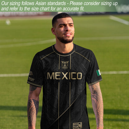 Black Mexico Soccer Jersey Custom Name Number Aztec Warrior Shirt