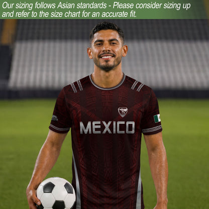 Mexico Soccer Jersey Men Maroon Silver Eagle Football Shirt Retro Fan Apparel