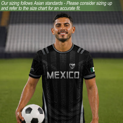Mexico Soccer Jersey Men Black Aztec Eagle Crest Mexican Football Shirt