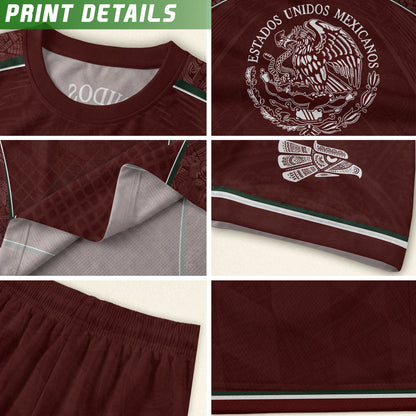 Mexico Soccer Jersey Youth Maroon Aztec Eagle Football Shirt Classic Fan Wear