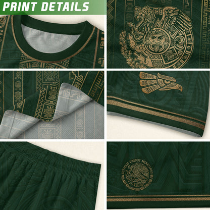Mexico Soccer Jersey Youth Green Gold Tribal Football Shirt Premium Fan Apparel