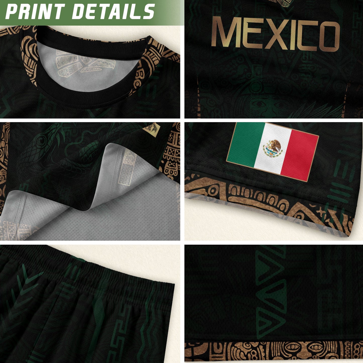 Mexico Green Gold Aztec Eagle Warrior Soccer Jersey