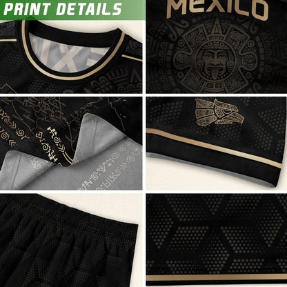 Mexico Heritage Orgullo Mexicano Black Gold Detailed Map Hexagon Pattern Soccer Jersey
