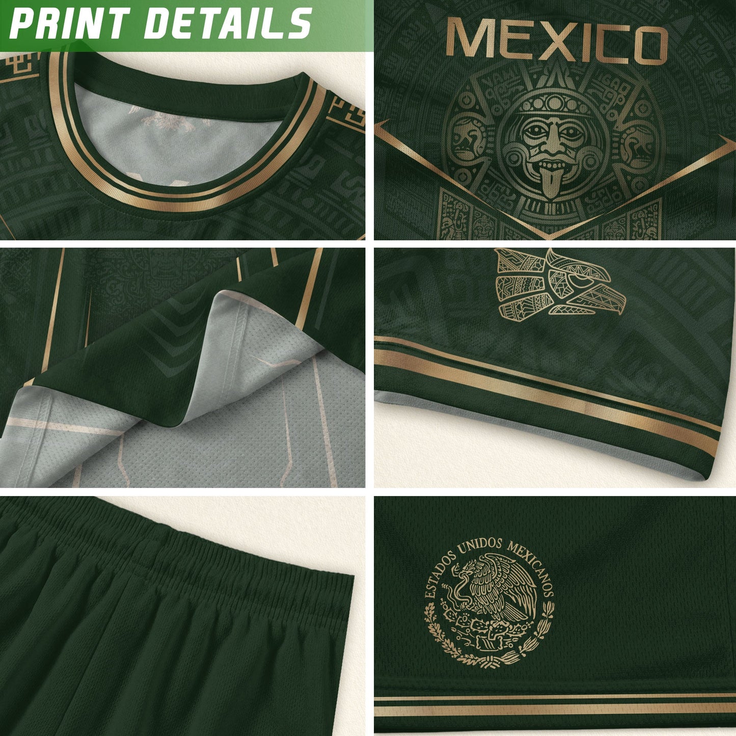 Mexico Soccer Jersey Green Aztec Sun Stone Edition - Mexico Fan Heritage Style Shirt