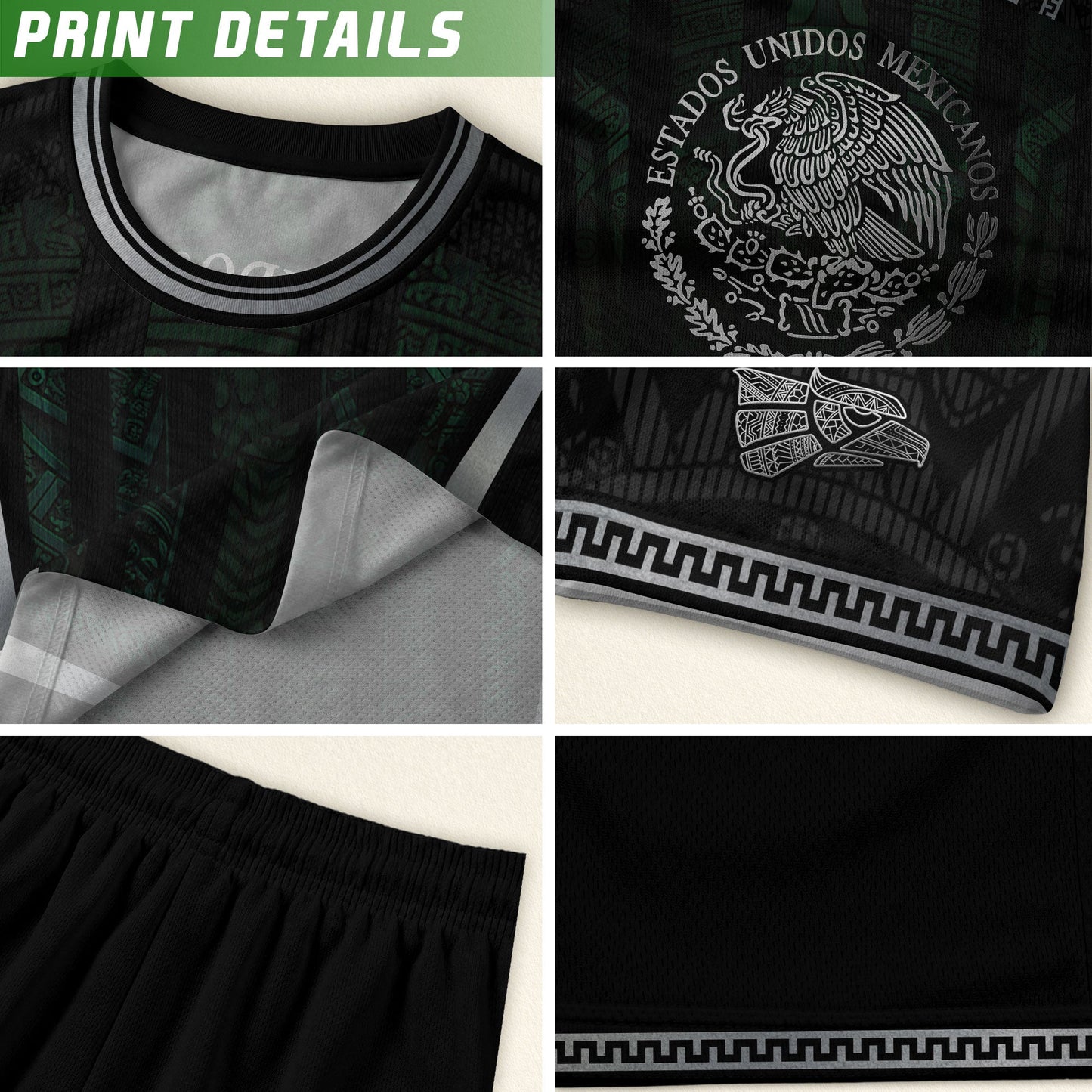 Mexico Green Black Aztec Eagle Heritage Estados Unidos Mexicanos Soccer Jersey Football