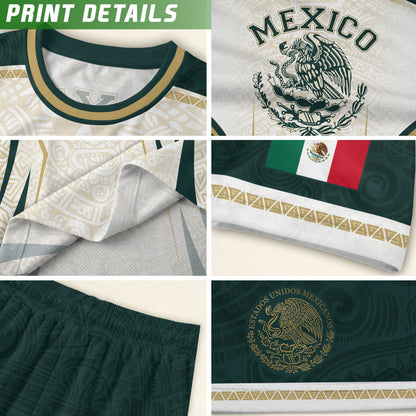 Mexico Green White Aztec Eagle Heritage Estados Unidos Mexicanos Soccer Jersey