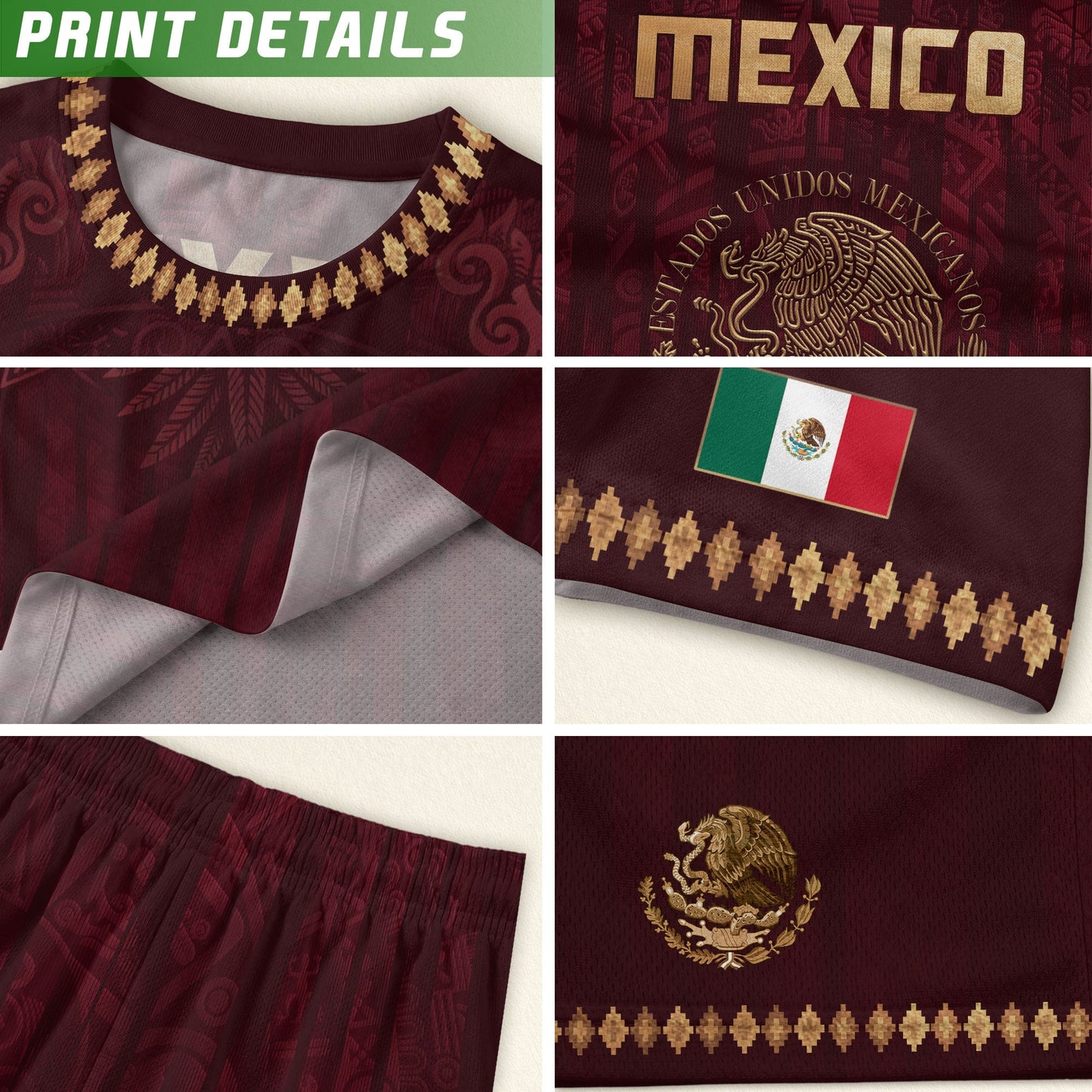 Mexico Soccer Jersey Maroon Aztec Eagle Edition - Premium Mexico National Team Football Shirt