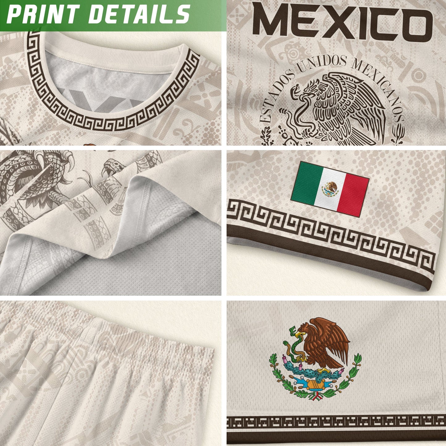 Mexico Soccer Jersey White Aztec Eagle & Snake - Premium National Team Football Shirt