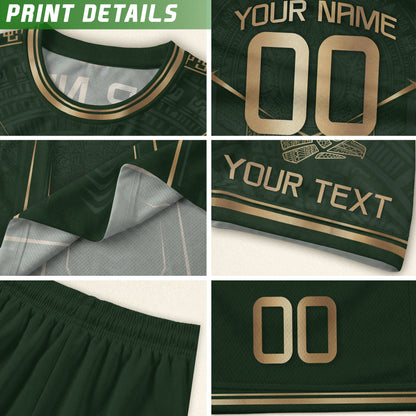 Custom Green Mexico Soccer Jersey Aztec Eagle Emerald Green Football Shirt