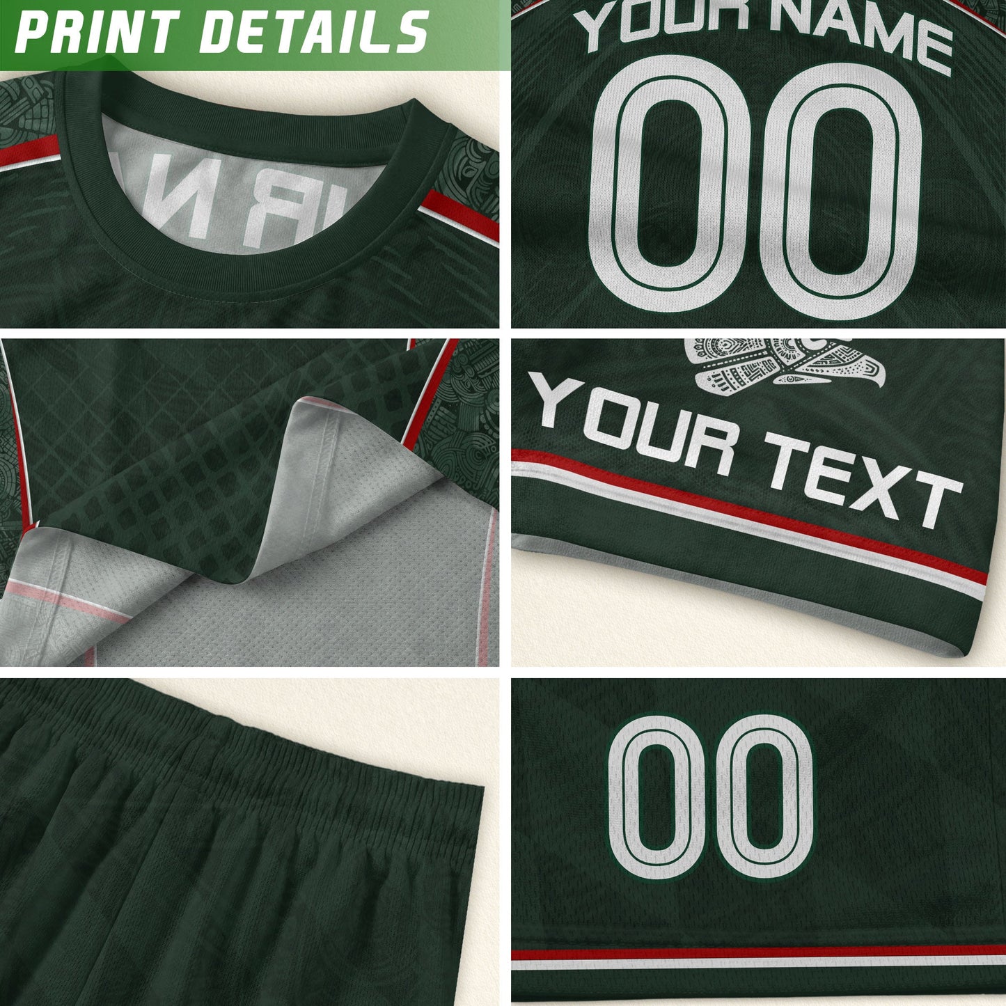 Mexico Soccer Jersey Personalized Name Number Aztec Pattern Green Football Shirt