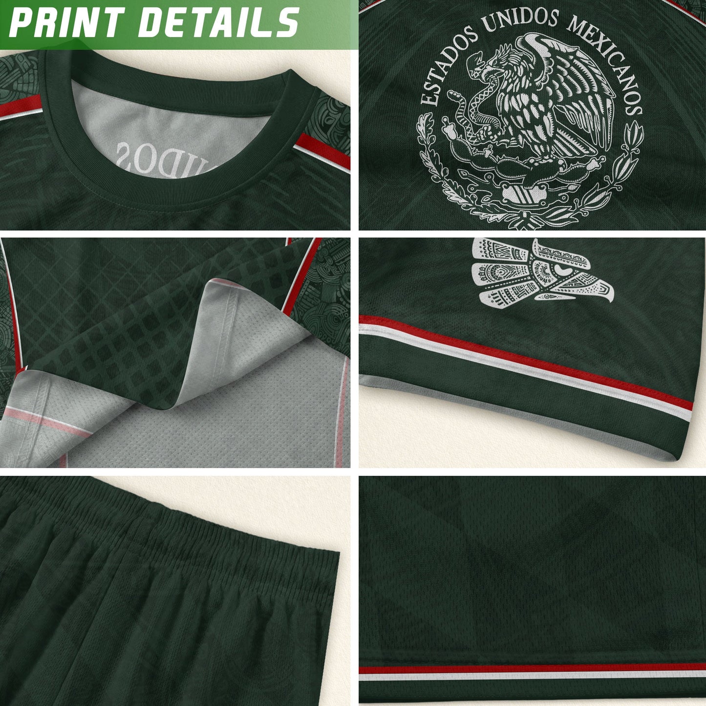 Mexico Soccer Jersey Green National Team Style Football Men Shirt Eagle Crest Fan Tee